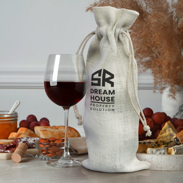 Zora Cotton Drawstring Wine Bags - Image 6