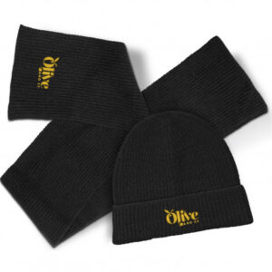 Rib Knit Scarf and Beanie Set